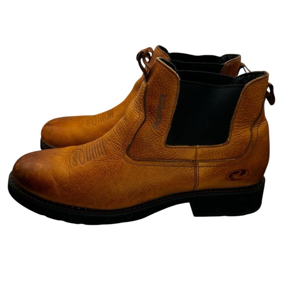 Roper Lucas Brown Leather Men’s Chukka Ankle Boots Size 14 Pull On Western
